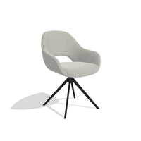 Messina 6510 dining chair in Sneak 01 Natural fabric with black swivel base, angled view