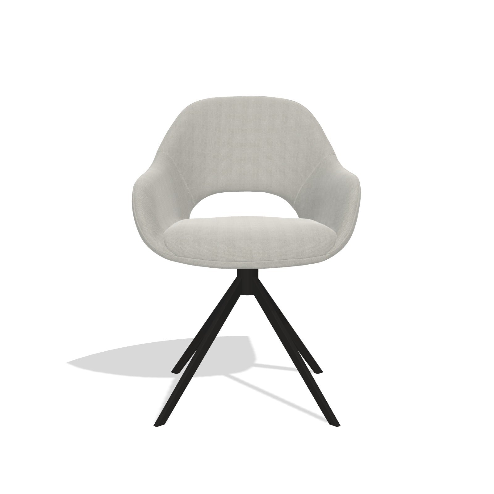 Messina 6510 dining chair in Sneak 01 Natural fabric with black swivel base, front view