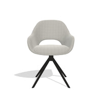 Messina 6510 dining chair in Sneak 01 Natural fabric with black swivel base, front view