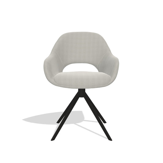 Messina 6510 dining chair in Sneak 01 Natural fabric with black swivel base, front view