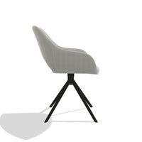Messina 6510 dining chair in Sneak 01 Natural fabric with black swivel base, side view