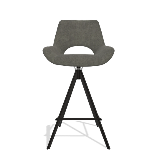 Tabouret de bar Messina 6555 en tissu Adore 156 (gris foncé), pieds en noir, vue de face