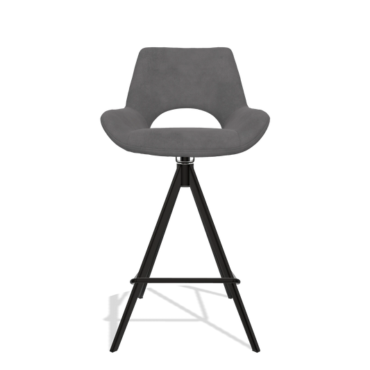 Taburete de bar Messina 6555 en tela Adore 180 (gris oscuro), patas en negro, vista frontal