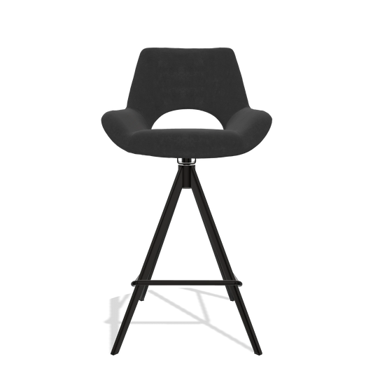 Taburete de bar Messina 6555 en tela Adore 67 (negro), patas en negro, vista frontal