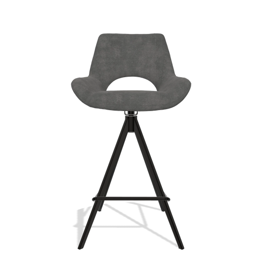 Taburete de bar Messina 6555 en tela Adore 68 (gris oscuro), patas en negro, vista frontal