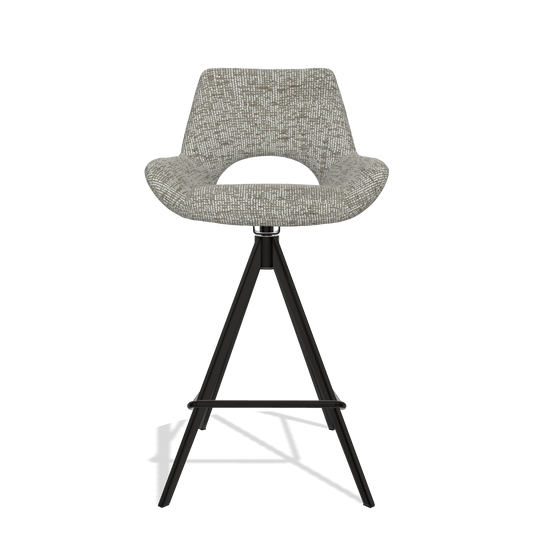 Barhocker Messina 6555 in Stoff Be Fine 120 (Grau), Beine in Schwarz, Vorderansicht