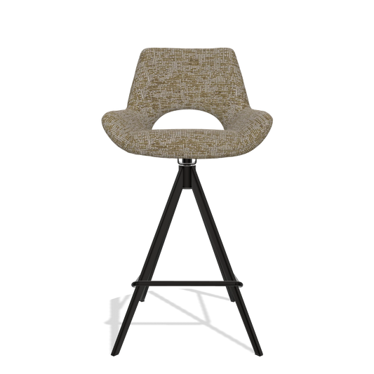 Barhocker Messina 6555 in Stoff Be Fine 25 (Taupe), Beine in Schwarz, Vorderansicht