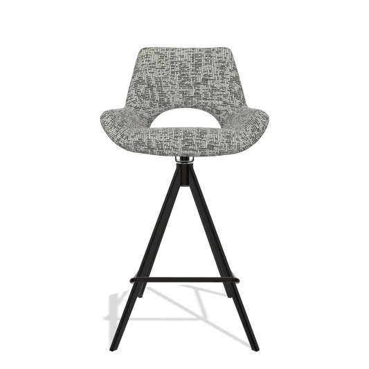 Tabouret de bar Messina 6555 en tissu Be Fine 45 (taupe), pieds en noir, vue de face