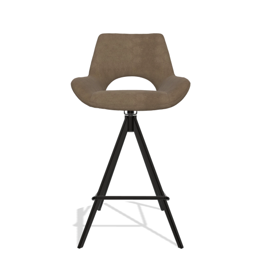 Barhocker Messina 6555 in Stoff Bull 15 (Braun), Beine in Schwarz, Vorderansicht