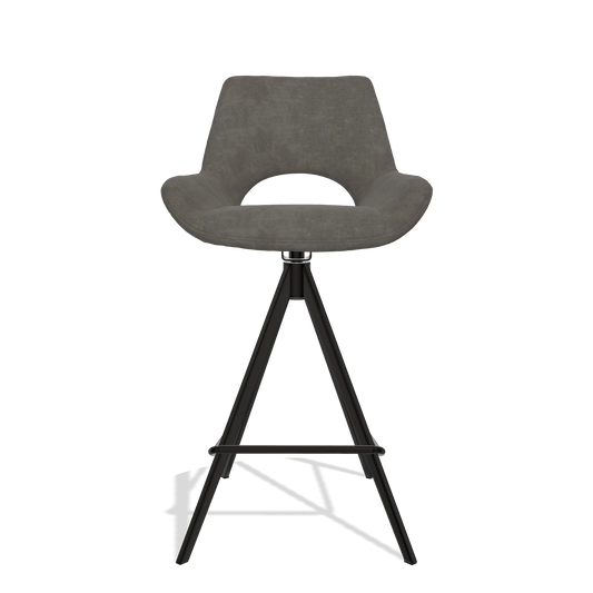 Barhocker Messina 6555 in Stoff Bull 18 (Dunkelgrau), Beine in Schwarz, Vorderansicht