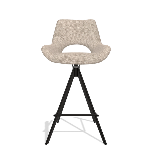 Tabouret de bar Messina 6555 en tissu Cayenne 196 (vieux rose), pieds en noir, vue de face