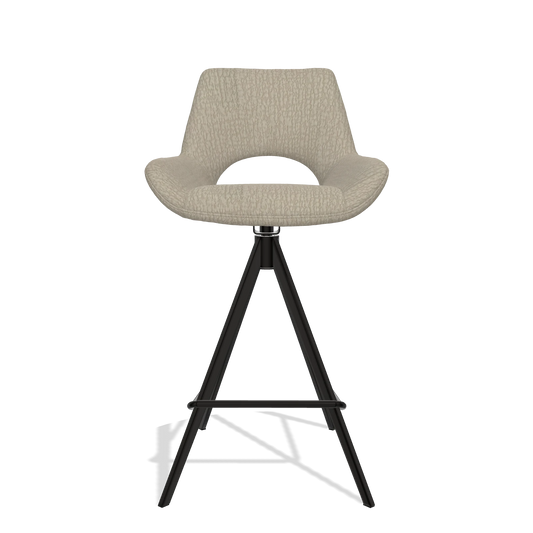 Tabouret de bar Messina 6555 en tissu Energy 05 (grège), pieds en noir, vue de face