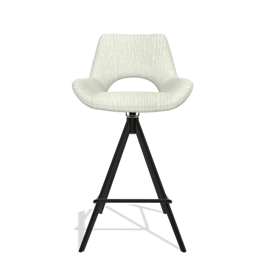 Tabouret de bar Messina 6555 en tissu Energy 101 (gris clair), pieds en noir, vue de face