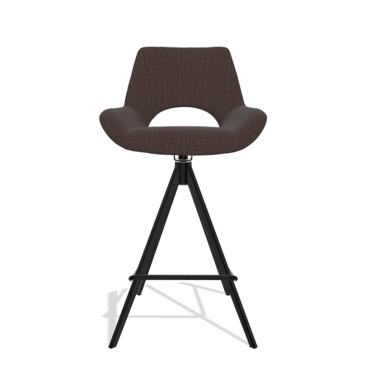 Tabouret de bar Messina 6555 en tissu Energy 34 (chocolat), pieds en noir, vue de face