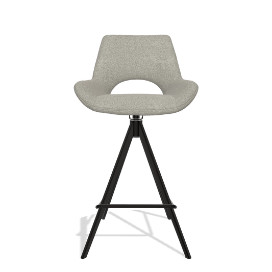 Tabouret de bar Messina 6555 en tissu Glory 01 (grège), pieds en noir, vue de face