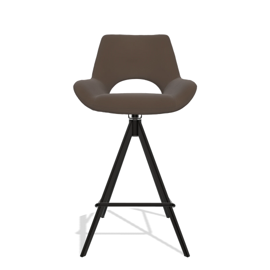 Sgabello da bar Messina 6555 in Pelle A825 (marrone), gambe in nero, vista frontale