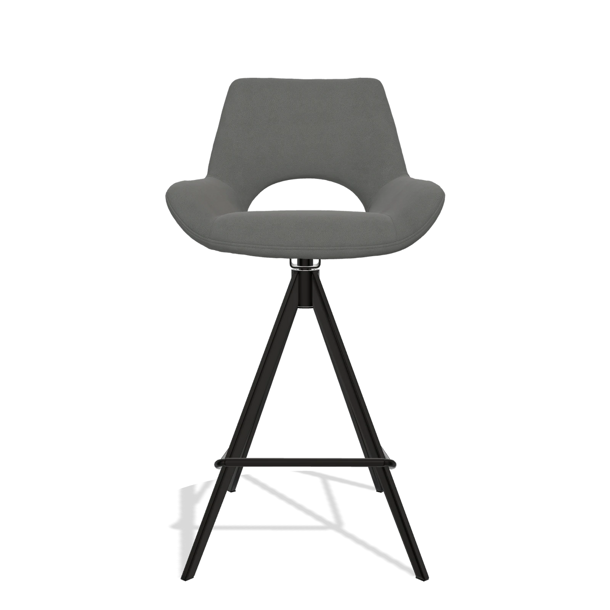 Barstoel Messina 6555 in Leder B400 (donkergrijs), poten in zwart, vooraanzicht