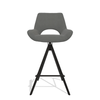 Barstoel Messina 6555 in Leder B400 (donkergrijs), poten in zwart, vooraanzicht