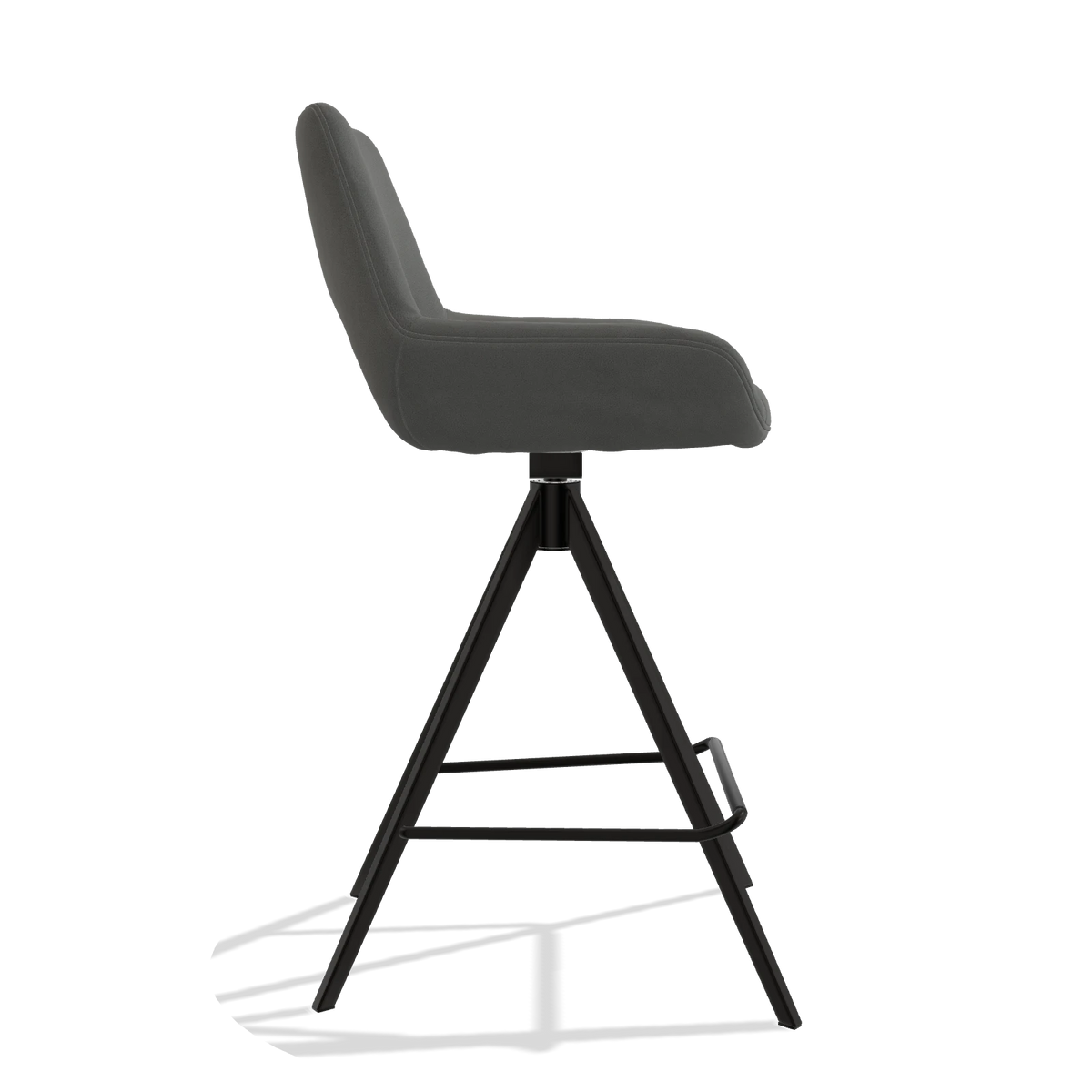 Barstoel Messina 6555 in Leder B400 (donkergrijs), poten in zwart, zijaanzicht