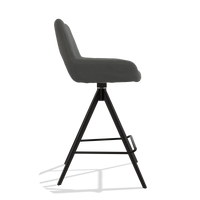 Barstoel Messina 6555 in Leder B400 (donkergrijs), poten in zwart, zijaanzicht