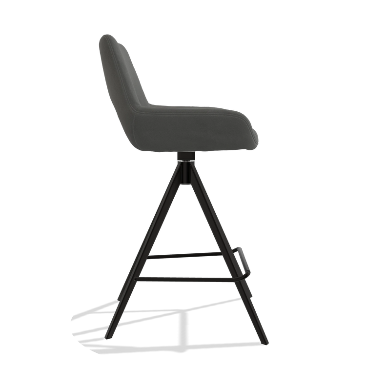 Barstoel Messina 6555 in Leder B400 (donkergrijs), poten in zwart, zijaanzicht