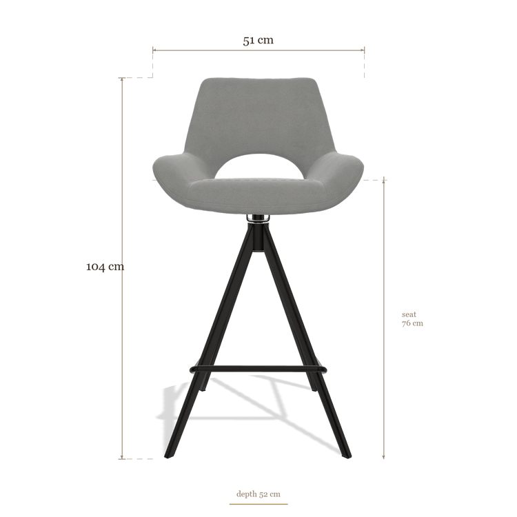 Barstoel Messina 6555, afmetingen 51 x 52 x 104 cm