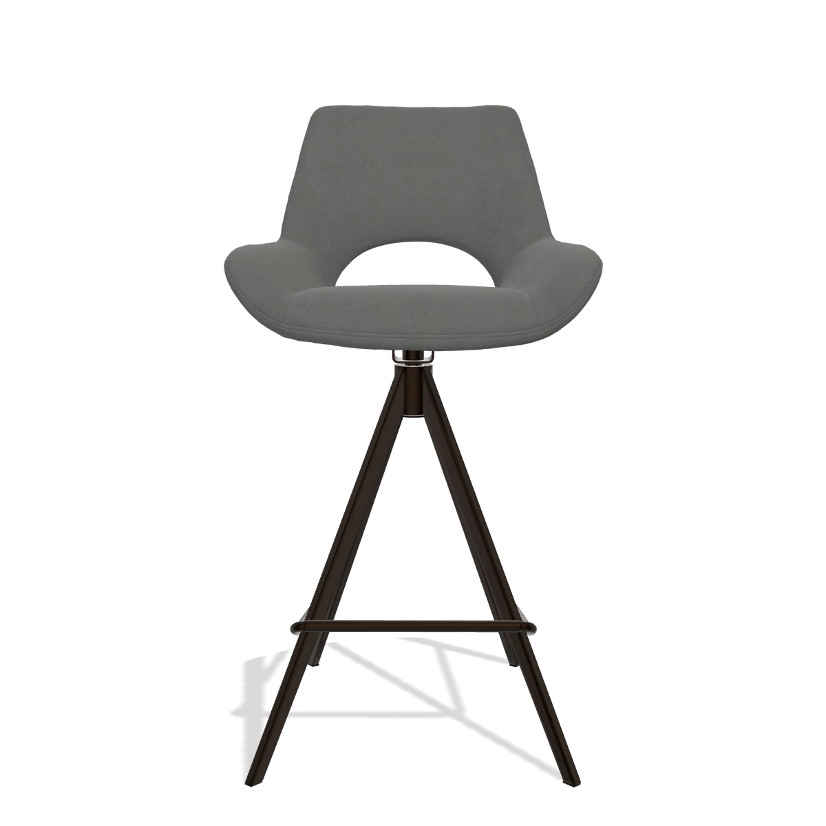 Barstoel Messina 6555 in Leder B400 (donkergrijs), poten in espresso, vooraanzicht