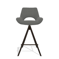 Barstoel Messina 6555 in Leder B400 (donkergrijs), poten in espresso, vooraanzicht