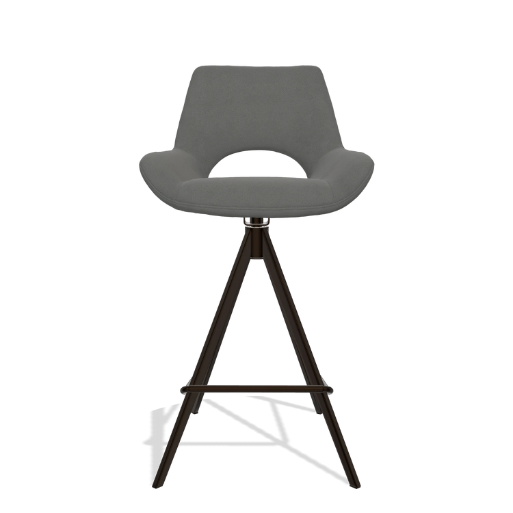 Barstoel Messina 6555 in Leder B400 (donkergrijs), poten in espresso, vooraanzicht