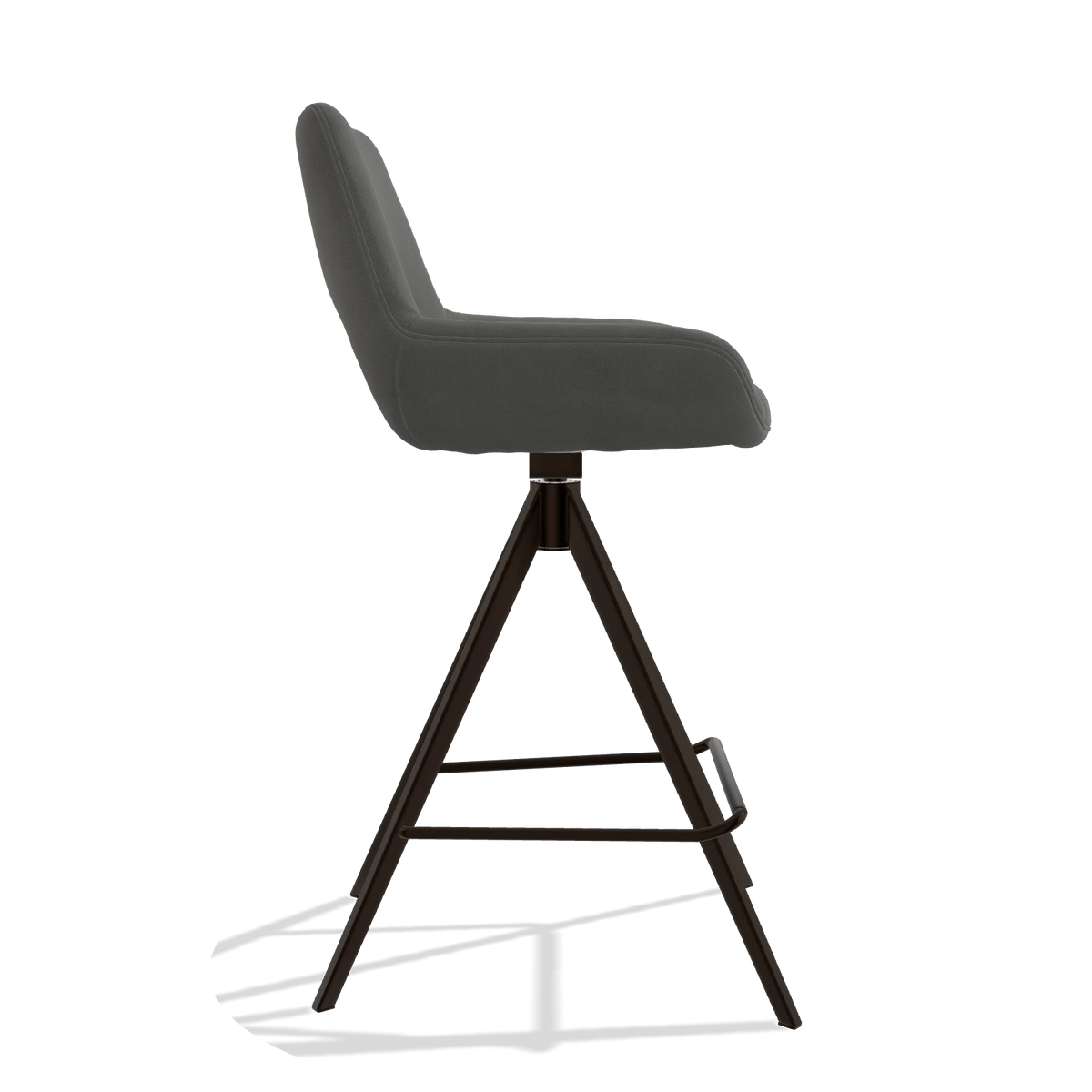 Barstoel Messina 6555 in Leder B400 (donkergrijs), poten in espresso, zijaanzicht