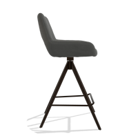 Barstoel Messina 6555 in Leder B400 (donkergrijs), poten in espresso, zijaanzicht
