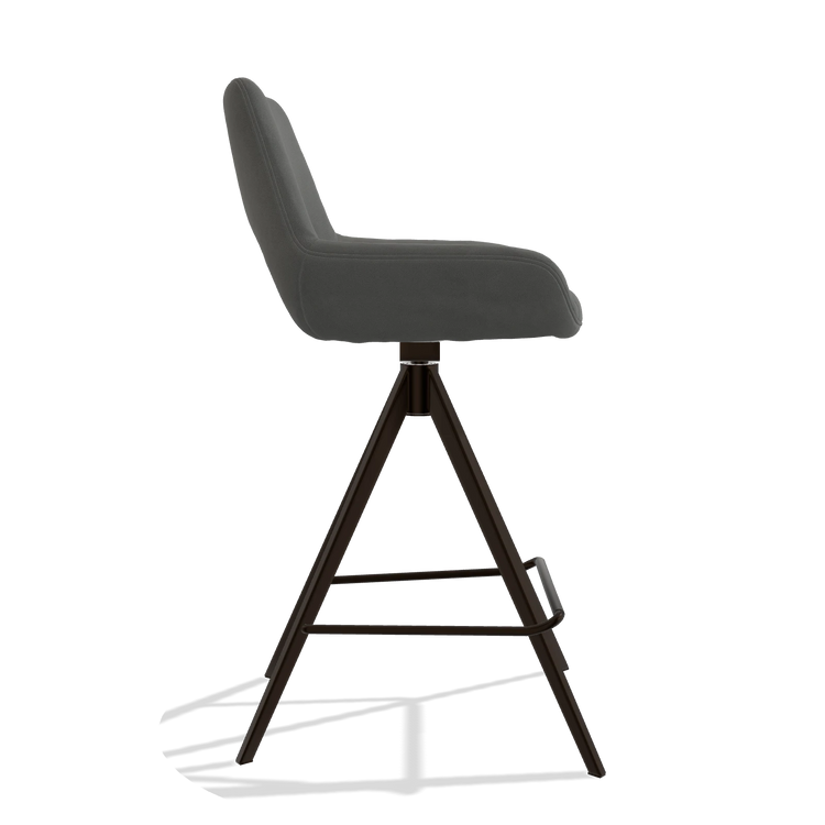 Barstoel Messina 6555 in Leder B400 (donkergrijs), poten in espresso, zijaanzicht