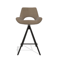 Barstoel Messina 6555 in Leder B402 (taupe), poten in zwart, vooraanzicht