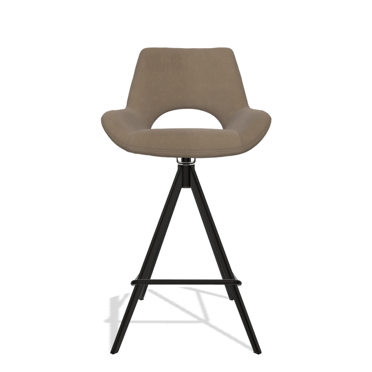 Barstoel Messina 6555 in Leder B402 (taupe), poten in zwart, vooraanzicht