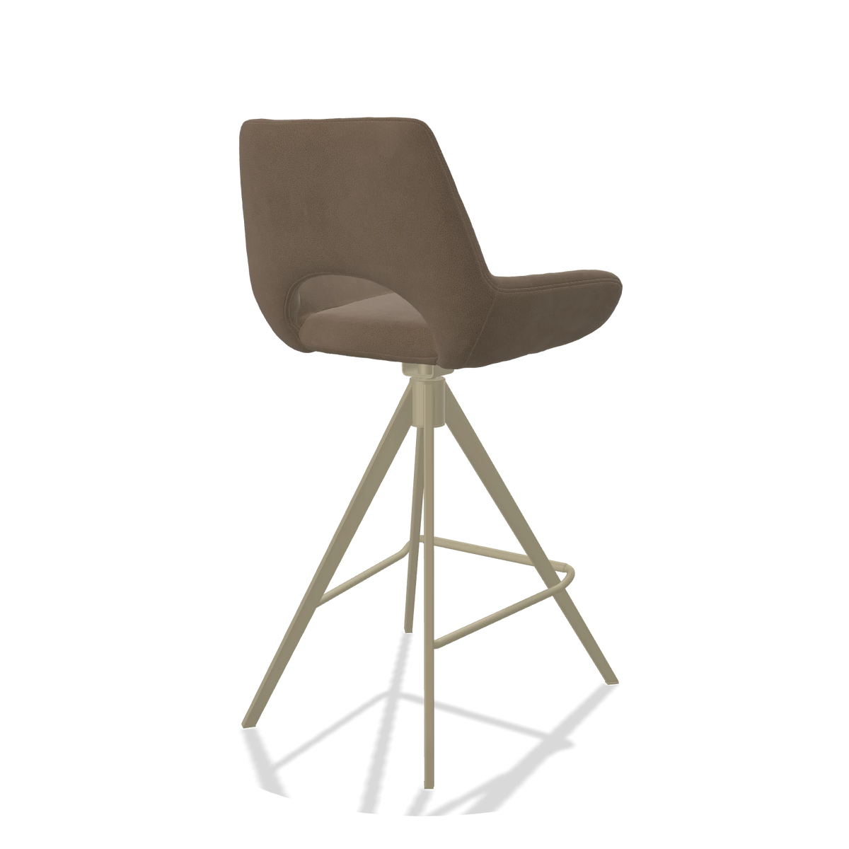 Barstoel Messina 6555 in Leder B402 (taupe), poten in champagne, schuin achteraanzicht