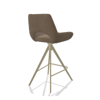 Barstoel Messina 6555 in Leder B402 (taupe), poten in champagne, schuin achteraanzicht