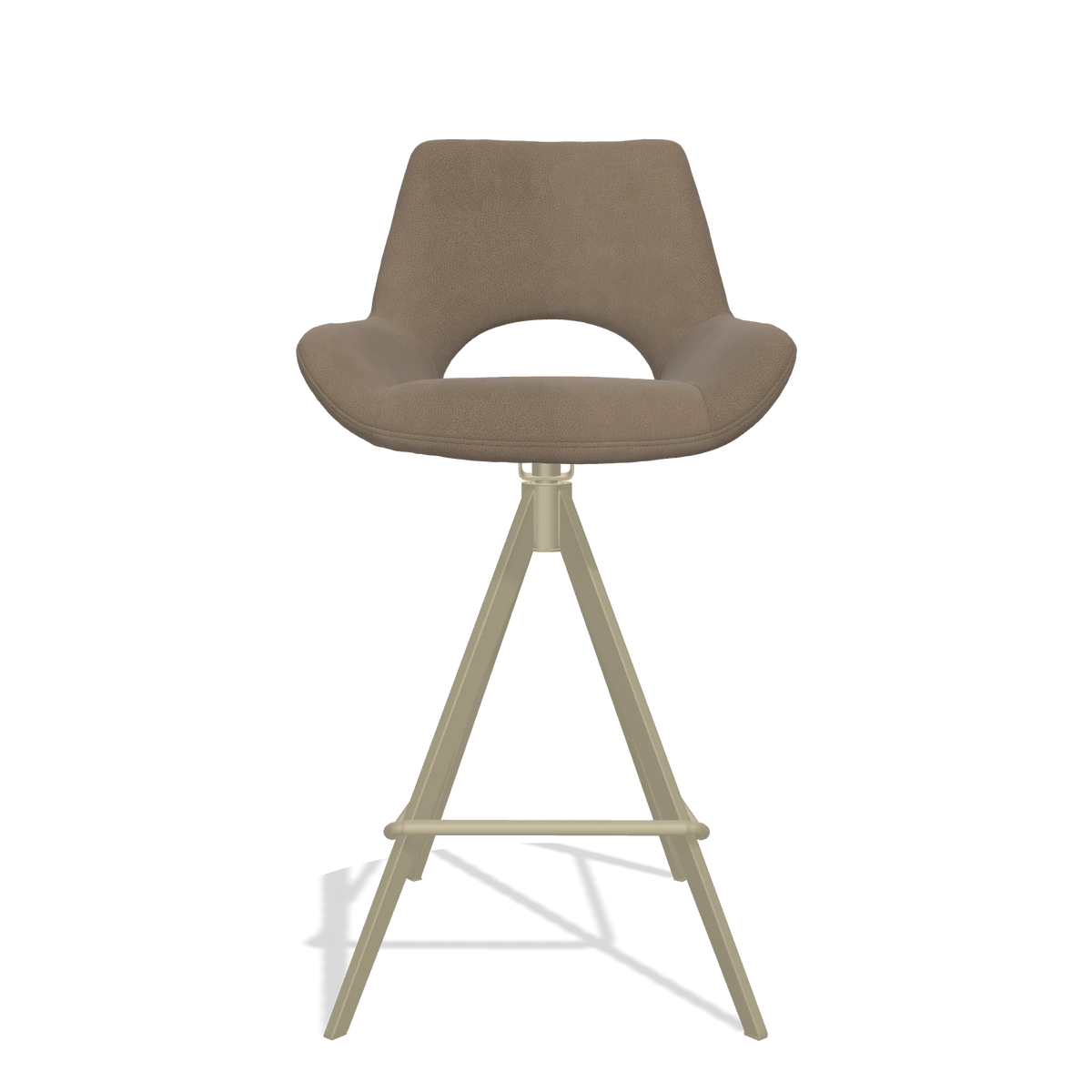 Barstoel Messina 6555 in Leder B402 (taupe), poten in champagne, vooraanzicht