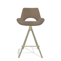 Barstoel Messina 6555 in Leder B402 (taupe), poten in champagne, vooraanzicht
