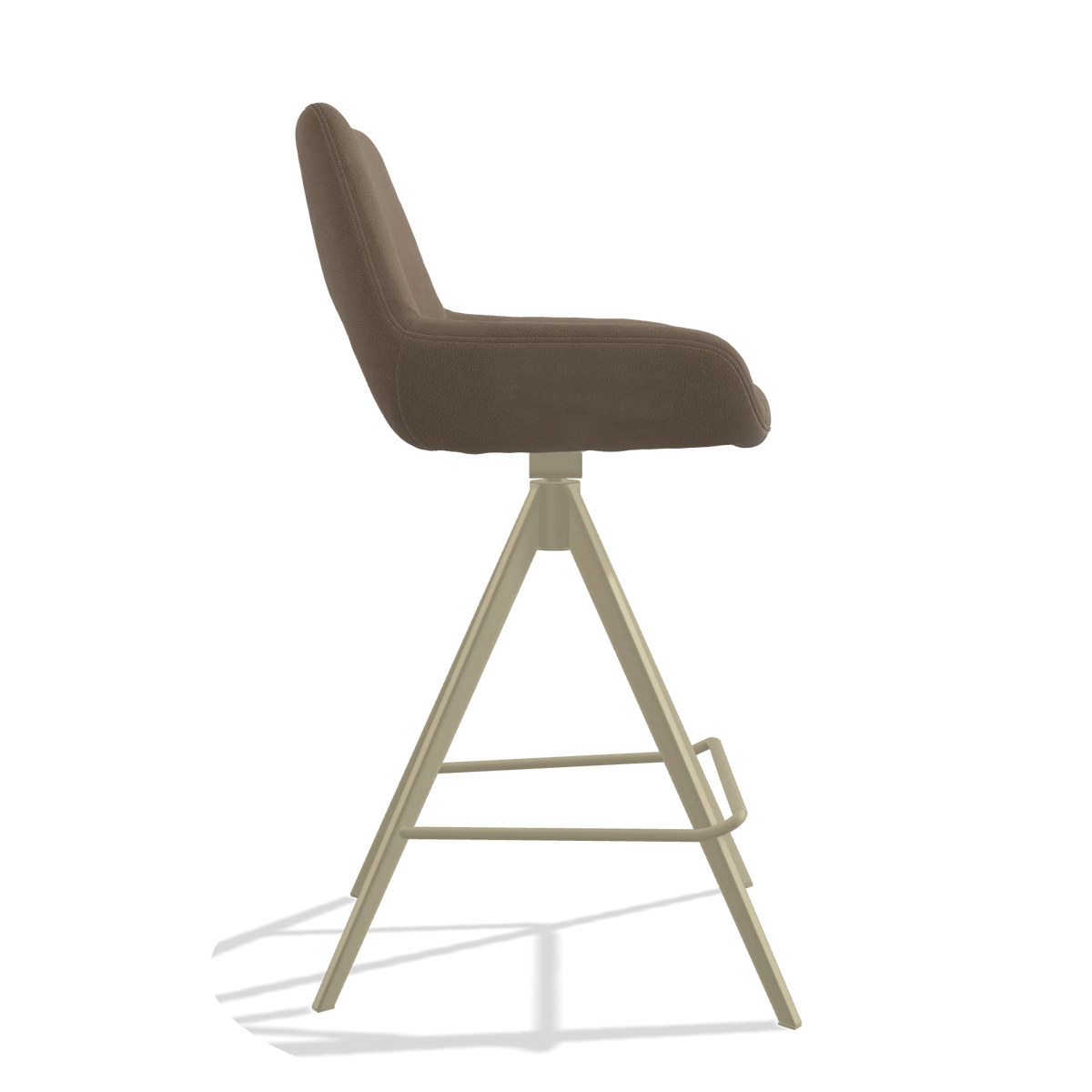 Barstoel Messina 6555 in Leder B402 (taupe), poten in champagne, zijaanzicht