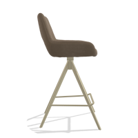 Barstoel Messina 6555 in Leder B402 (taupe), poten in champagne, zijaanzicht
