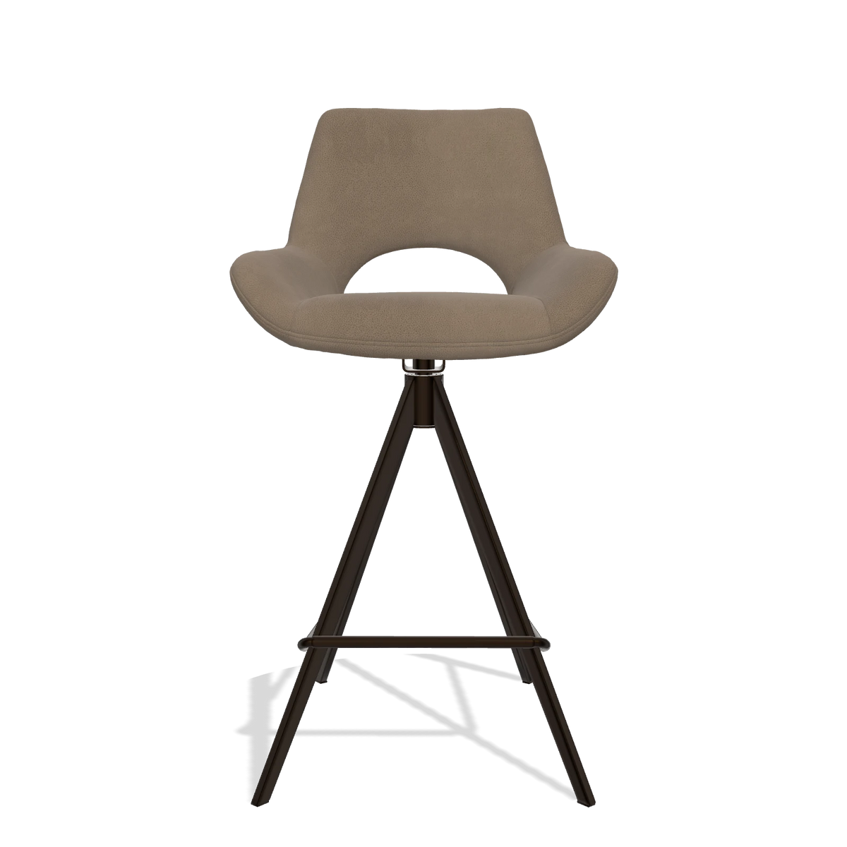 Barstoel Messina 6555 in Leder B402 (taupe), poten in espresso, vooraanzicht