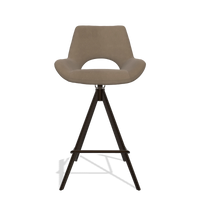 Barstoel Messina 6555 in Leder B402 (taupe), poten in espresso, vooraanzicht