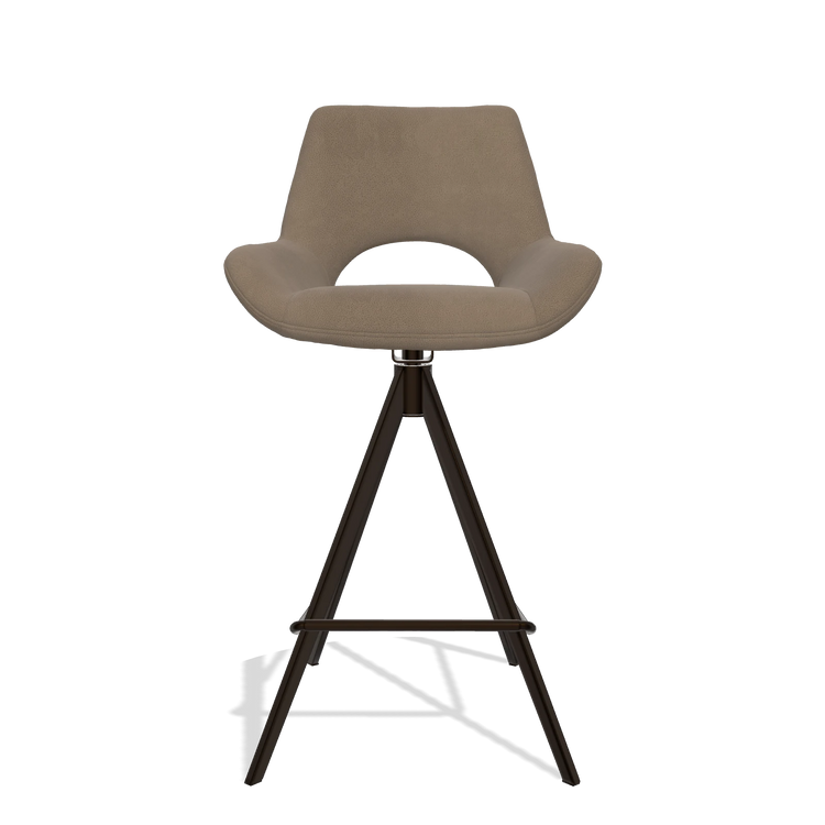 Barstoel Messina 6555 in Leder B402 (taupe), poten in espresso, vooraanzicht