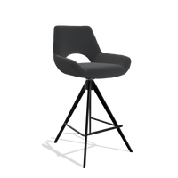 Barstoel Messina 6555 in Leder B500 (zwart), poten in zwart, schuin vooraanzicht