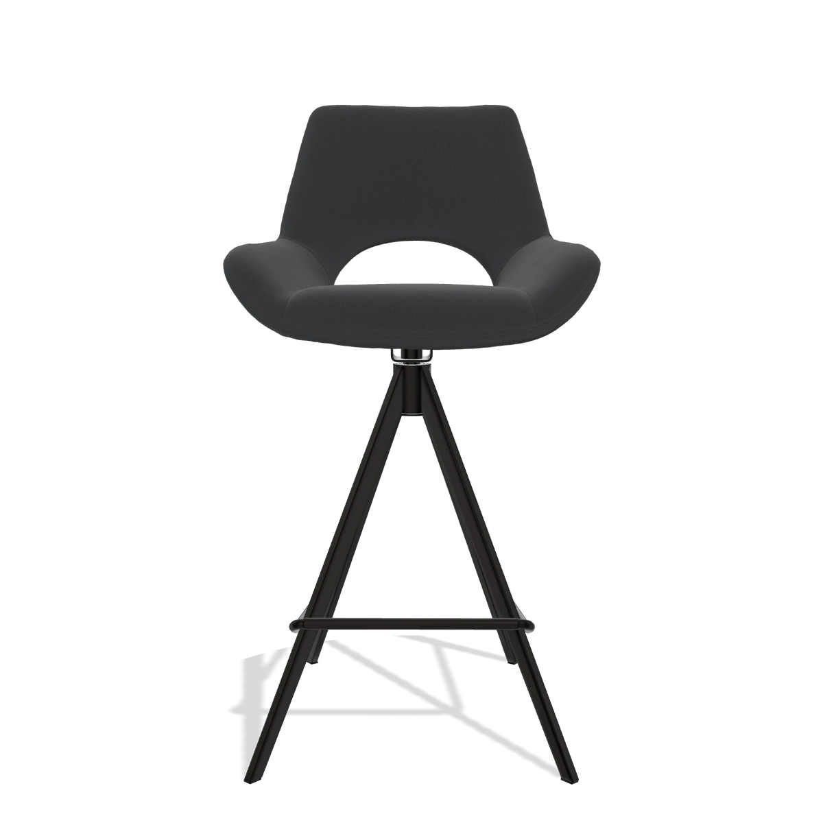 Barstoel Messina 6555 in Leder B500 (zwart), poten in zwart, vooraanzicht