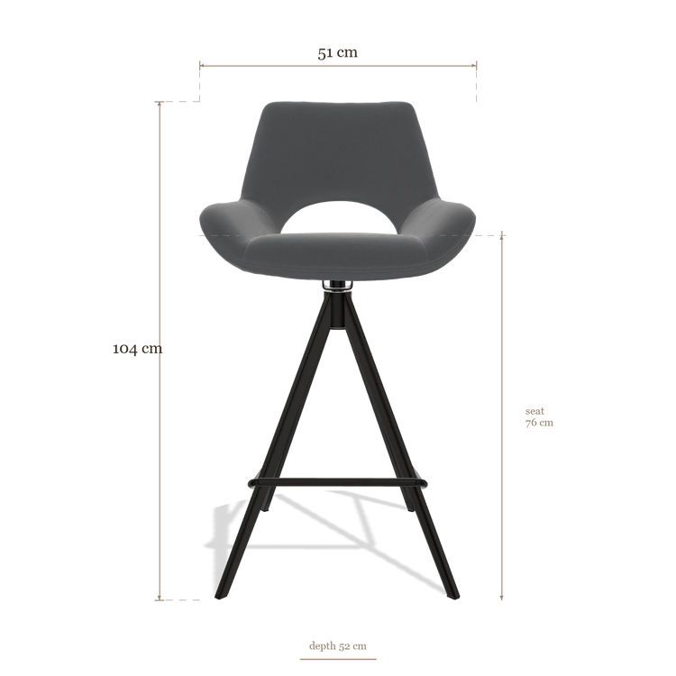 Barstoel Messina 6555, afmetingen 51 x 52 x 104 cm