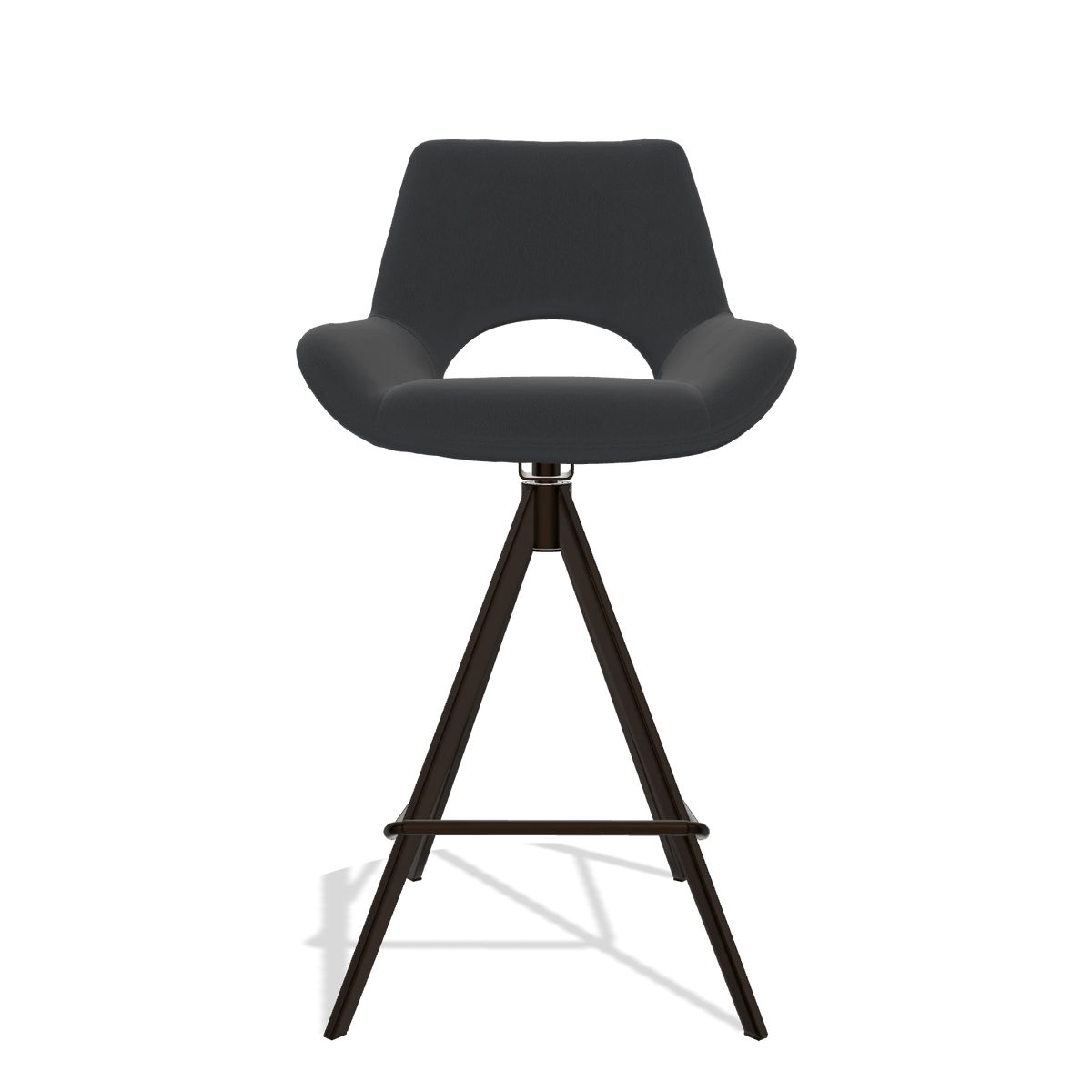 Barstoel Messina 6555 in Leder B500 (zwart), poten in espresso, vooraanzicht