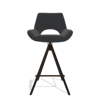 Barstoel Messina 6555 in Leder B500 (zwart), poten in espresso, vooraanzicht