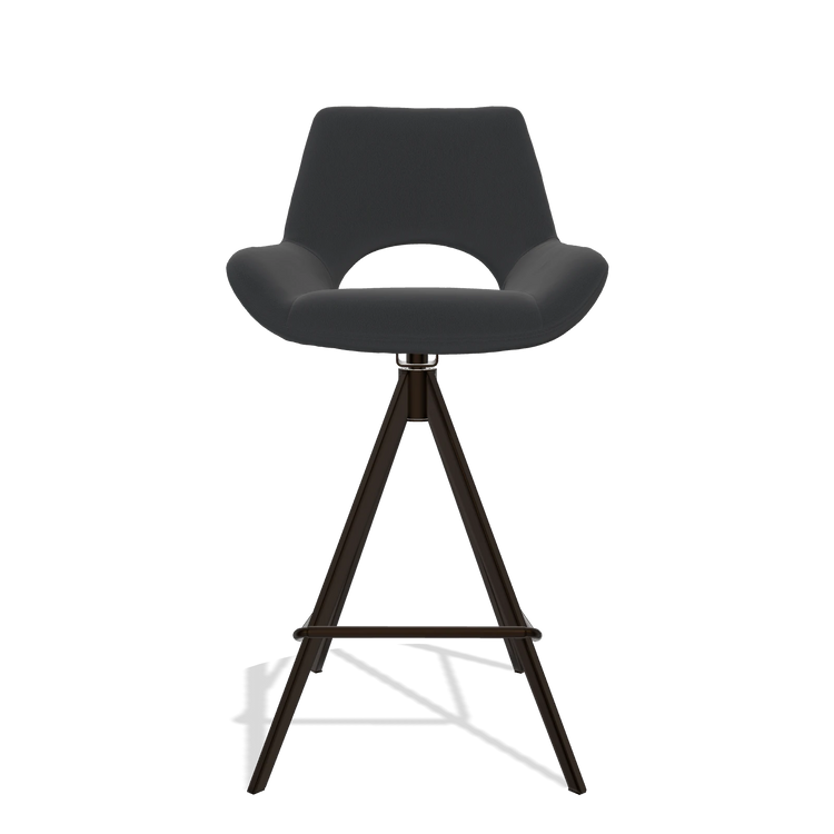 Barstoel Messina 6555 in Leder B500 (zwart), poten in espresso, vooraanzicht