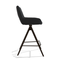 Barstoel Messina 6555 in Leder B500 (zwart), poten in espresso, zijaanzicht